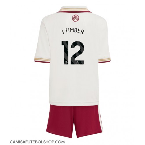Camisa de time de futebol Arsenal Jurrien Timber #12 Replicas 3º Equipamento Infantil 2025-26 Manga Curta (+ Calças curtas)